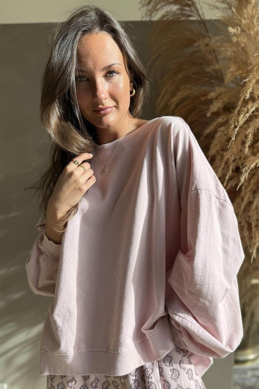 Lagen Lantern Sleeve Sweatshirt Rose